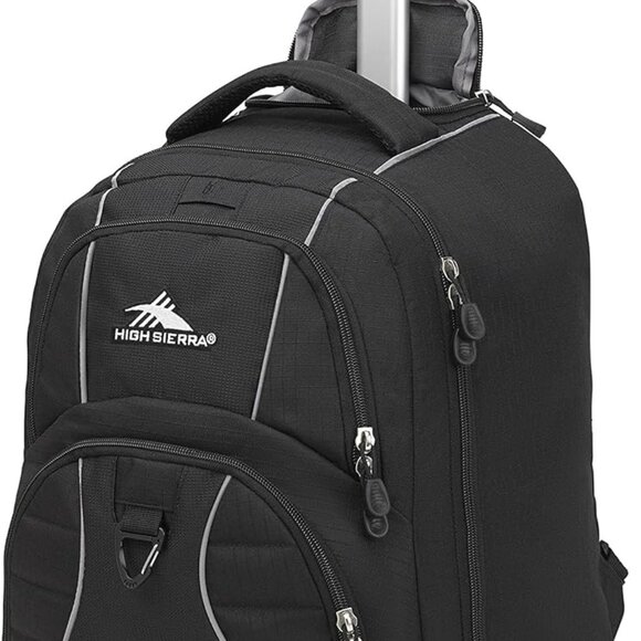 High Sierra Powerglide Wheeled Rolling Backpack Large, Black - Picture 2 of 5